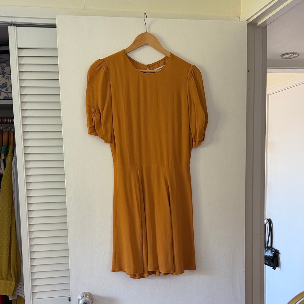 Reformation Mustard Puff-Sleeve Dress